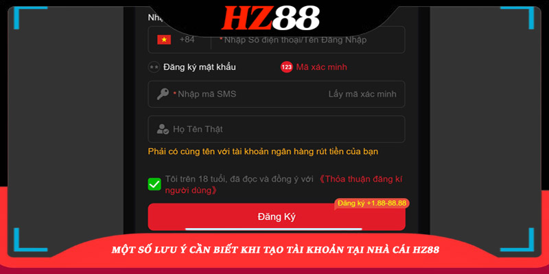các bước đăng ký hz88