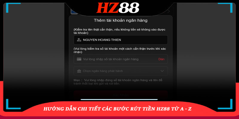 các bước rút tiền hz88